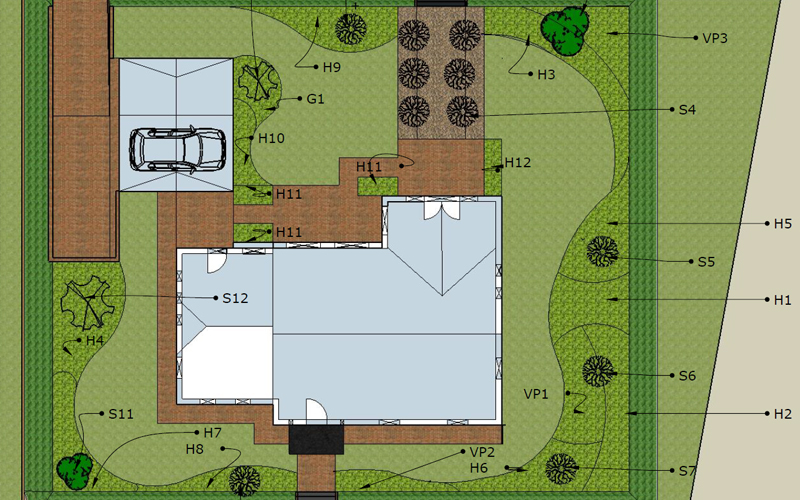 3D plan voor complete tuinrenovatie voor woning in Wuustwezel